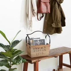 Grayson Lane Rustic Magazine Holder Light - Brown Wood - 16-in X 16-in -GRAYSON LANE SHOP 330858286 AlternateImage1