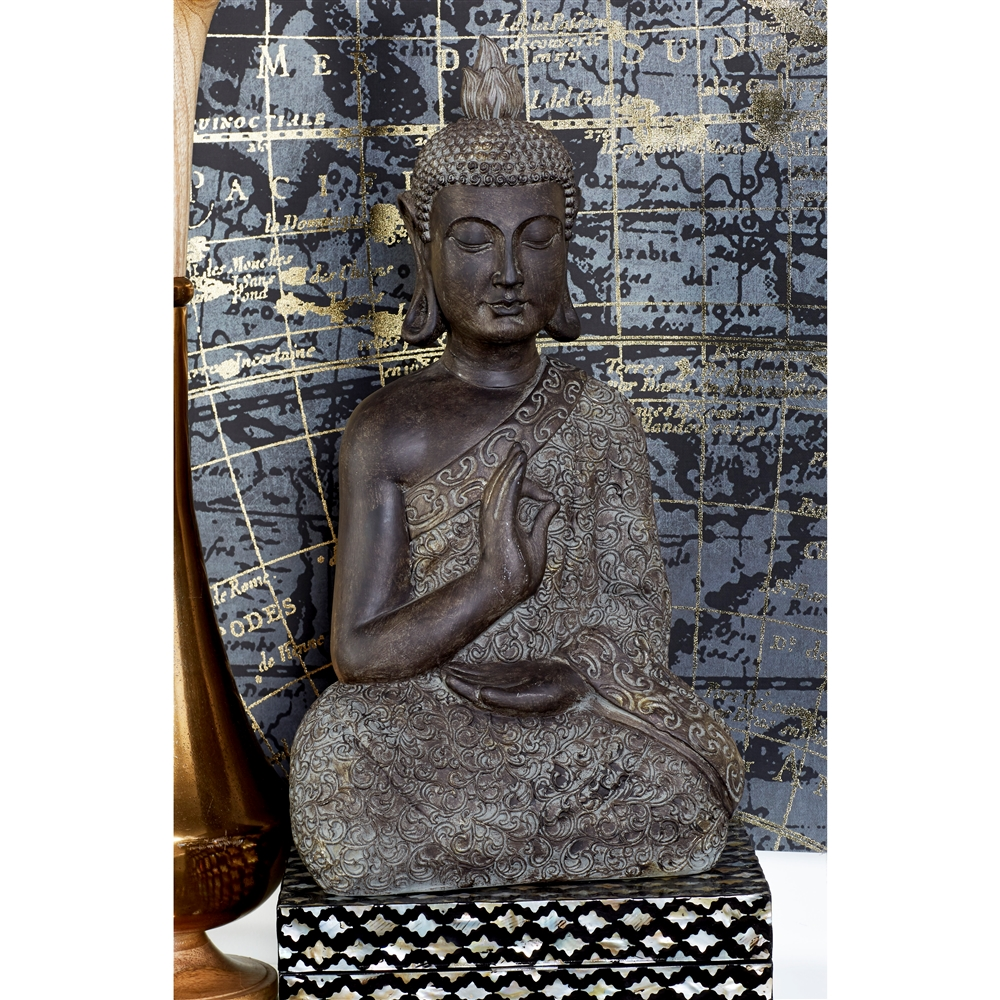 Grayson Lane Buddha Bohemian Sculpture - Brown Poly Stone - 21-in X 11-in 5 Grayson Lane Buddha Bohemian Sculpture - Brown Poly Stone - 21-in X 11-in - Image 5