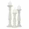 Grayson Lane 3-Candle Pillar Holder - 18-in, 15-in, 12-in -White Mango Wood