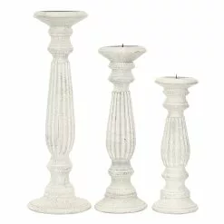 Grayson Lane 3-Candle Pillar Holder - 18-in, 15-in, 12-in -White Mango Wood -GRAYSON LANE SHOP 330858301 AlternateImage6