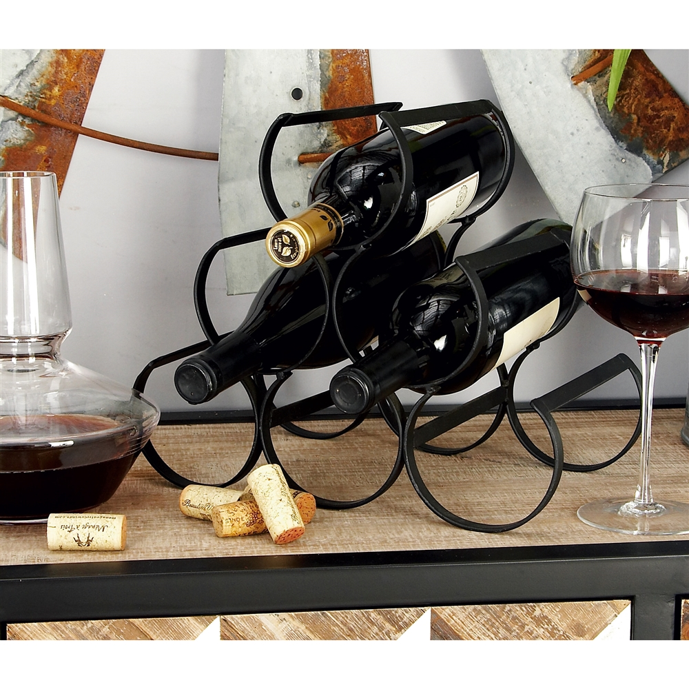 Grayson Lane 6-Bottle Black Metal Industrial Wine Holder Rack 3 Grayson Lane 6-Bottle Black Metal Industrial Wine Holder Rack - Image 3