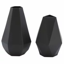 Grayson Lane Set Of 2 10-in , 12-in Contemporary Vase - Black - Metal -GRAYSON LANE SHOP 330858347 MainImage 001