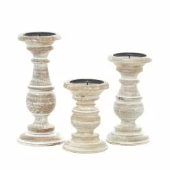 Grayson Lane 3-Candle Wood Pillar Holder (6-in, 8-in, 10-in)