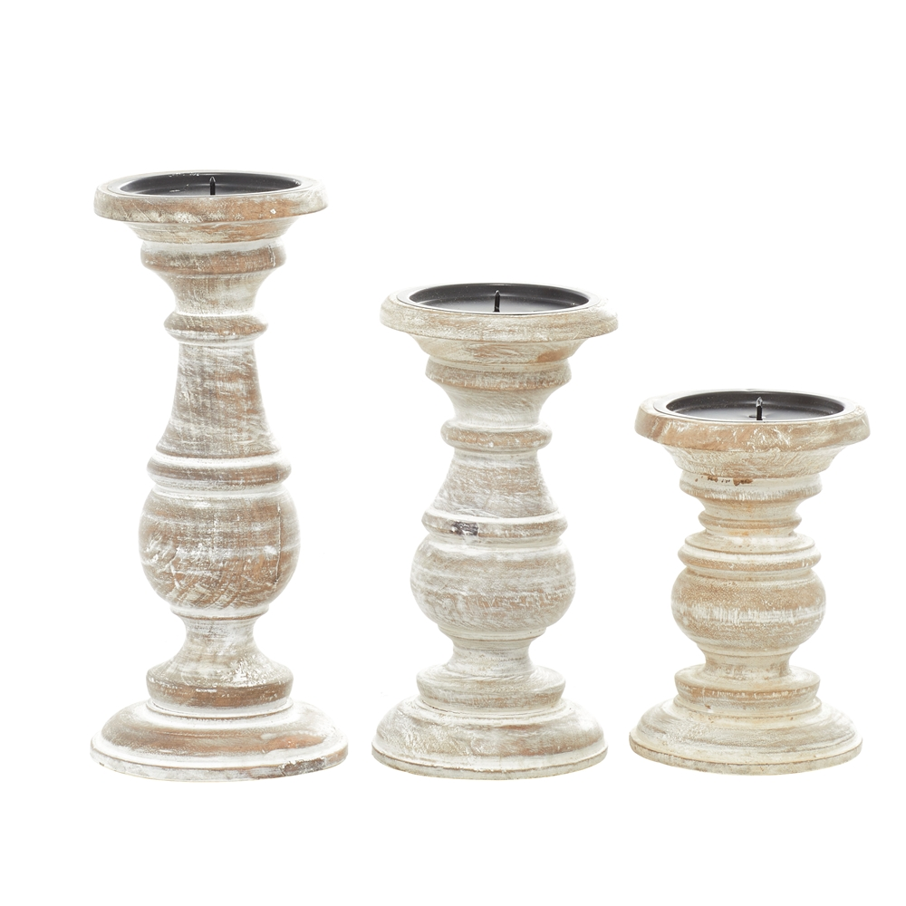 Grayson Lane 3-Candle Wood Pillar Holder (6-in, 8-in, 10-in) 5 Grayson Lane 3-Candle Wood Pillar Holder (6-in, 8-in, 10-in) - Image 5