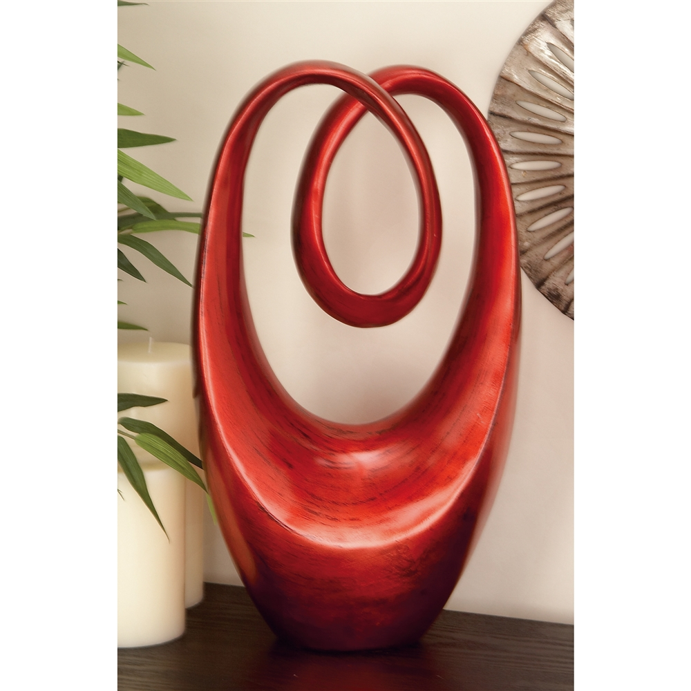 Grayson Lane Swirl Contemporary Sculpture - Red Poly Stone - 20-in X 11-in 3 Grayson Lane Swirl Contemporary Sculpture - Red Poly Stone - 20-in X 11-in - Image 3