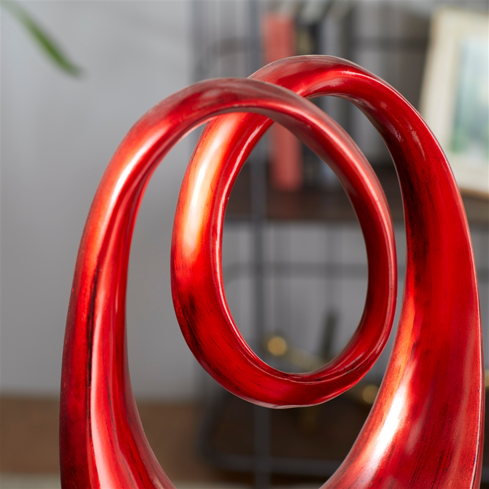 Grayson Lane Swirl Contemporary Sculpture - Red Poly Stone - 20-in X 11-in 2 Grayson Lane Swirl Contemporary Sculpture - Red Poly Stone - 20-in X 11-in - Image 2