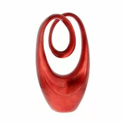 Grayson Lane Swirl Contemporary Sculpture - Red Poly Stone - 20-in X 11-in