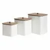 Grayson Lane Set Of 3 11-in , 10-in , 8-in Farmhouse Canisters - White - Metal