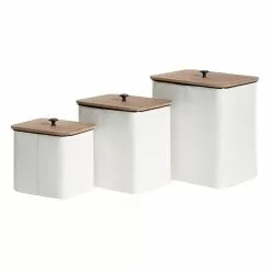 Grayson Lane Set Of 3 11-in , 10-in , 8-in Farmhouse Canisters - White - Metal