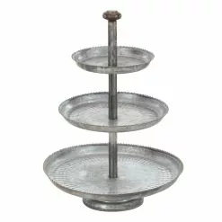 Grayson Lane Farmhouse 3 Tier Tray Stand- Grey Iron - 23-in X 16-in
