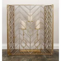 Grayson Lane Contemporary Fireplace Screen Brass - Metal - 31-in X 52-in