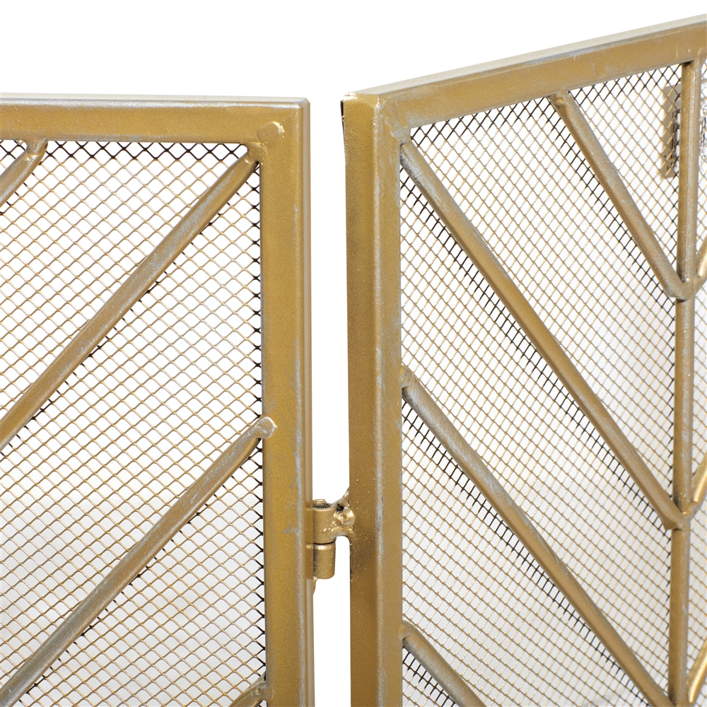 Grayson Lane Contemporary Fireplace Screen Brass - Metal - 31-in X 52-in 4 Grayson Lane Contemporary Fireplace Screen Brass - Metal - 31-in X 52-in - Image 4