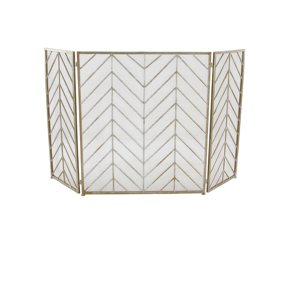 Grayson Lane Contemporary Fireplace Screen Brass - Metal - 31-in X 52-in 5 Grayson Lane Contemporary Fireplace Screen Brass - Metal - 31-in X 52-in - Image 5