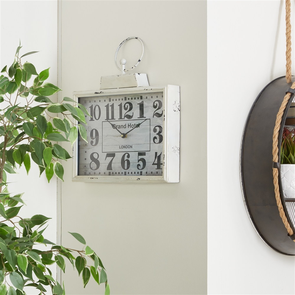 Grayson Lane Analog 15-in X 16-in White Rectangle Wall Standard Clock 7 Grayson Lane Analog 15-in X 16-in White Rectangle Wall Standard Clock - Image 7