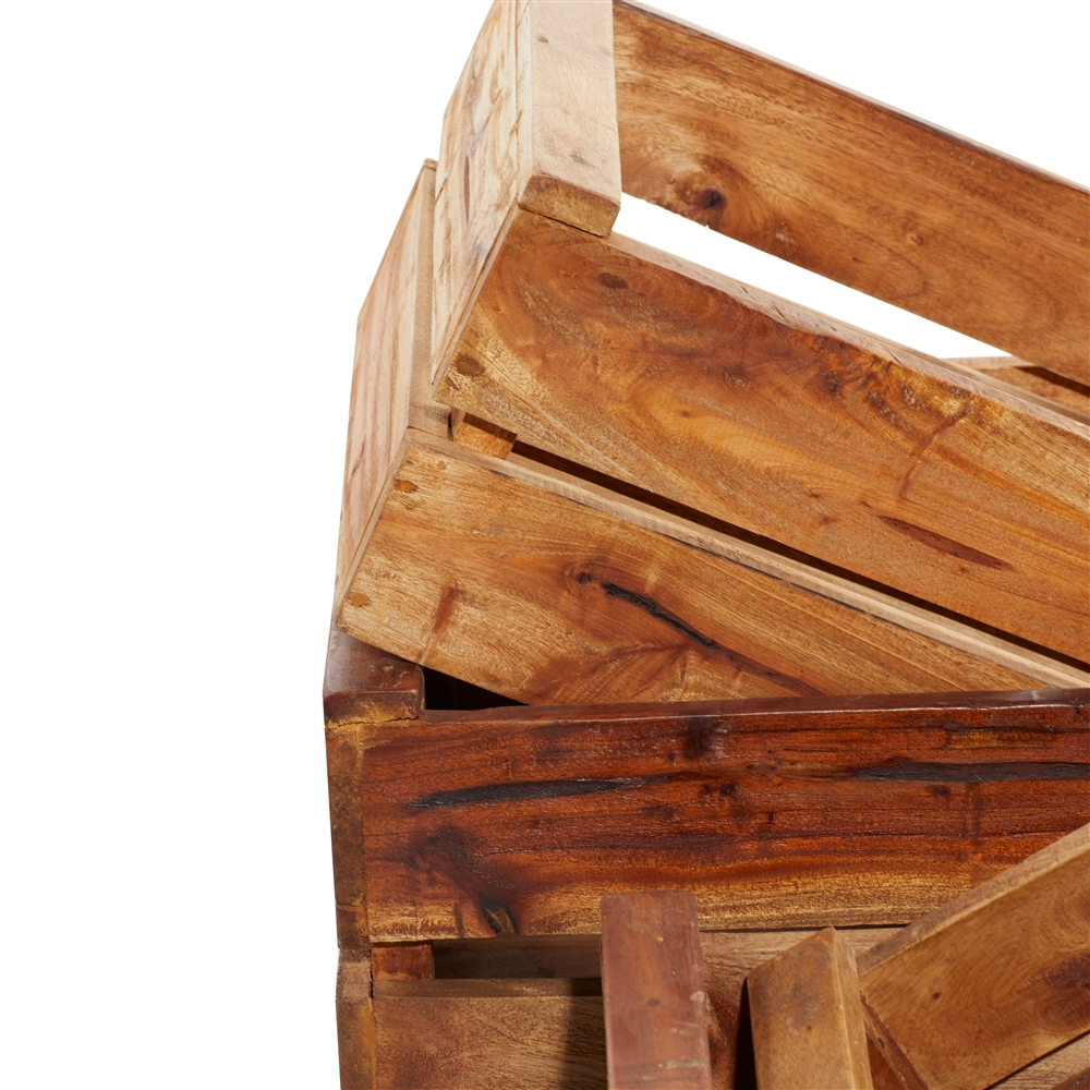 Grayson Lane Set Of 4 13-in , 16-in , 19-in , 22-in Farmhouse Storage Basket - Brown Mahogany 6 Grayson Lane Set Of 4 13-in , 16-in , 19-in , 22-in Farmhouse Storage Basket - Brown Mahogany - Image 6