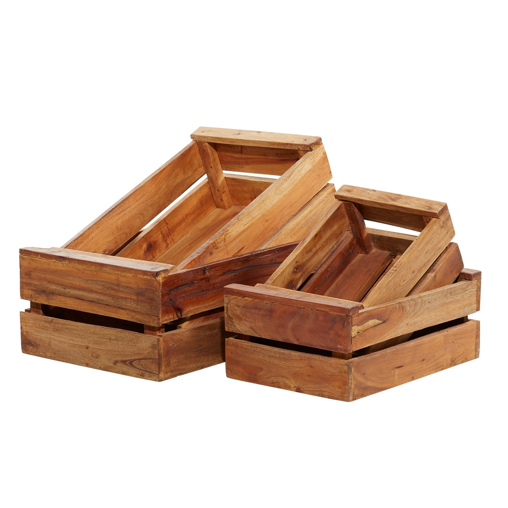 Grayson Lane Set Of 4 13-in , 16-in , 19-in , 22-in Farmhouse Storage Basket - Brown Mahogany 1 Grayson Lane Set Of 4 13-in , 16-in , 19-in , 22-in Farmhouse Storage Basket - Brown Mahogany