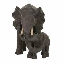 Grayson Lane Eclectic Elephant Sculpture - Dark Brown Resin - 9-in X 14-in