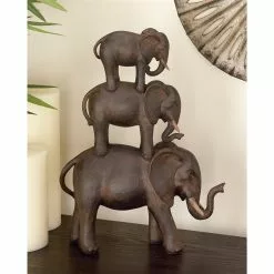 Grayson Lane Eclectic Sculpture - Brown Poly Stone Elephant - 14-in X 10-in -GRAYSON LANE SHOP 330858601 AlternateImage1