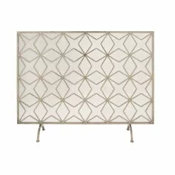 Grayson Lane Modern Fireplace Screen - Gold Metal - 28-in X 38-in