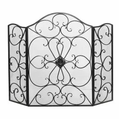 Grayson Lane Traditional Fireplace Screen - Black Metal - 36-in X 49-in