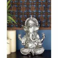 Grayson Lane Bohemian Sculpture - Silver Poly Stone Buddha - 16-in X 12-in -GRAYSON LANE SHOP 330858635 AlternateImage1