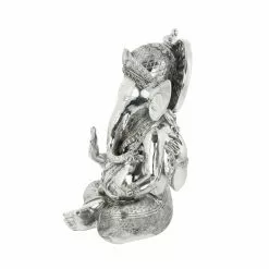 Grayson Lane Bohemian Sculpture - Silver Poly Stone Buddha - 16-in X 12-in