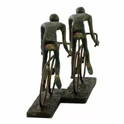 Grayson Lane 8-in X 16-in Sculpture Bronze Polystone Cyclists
