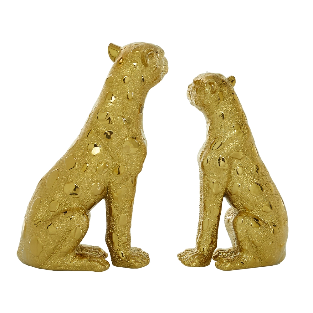 Grayson Lane Gold Glam Leopard Sculpture Porcelain - Set Of 2 2 Grayson Lane Gold Glam Leopard Sculpture Porcelain - Set Of 2 - Image 2