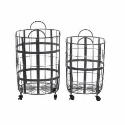 Grayson Lane Industrial Storage Basket Black Metal - Set Of 2 -GRAYSON LANE SHOP 330858736 AlternateImage5