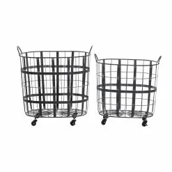 Grayson Lane Industrial Storage Basket Black Metal - Set Of 2 -GRAYSON LANE SHOP 330858736 AlternateImage7