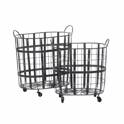 Grayson Lane Industrial Storage Basket Black Metal - Set Of 2 -GRAYSON LANE SHOP 330858736 MainImage 001