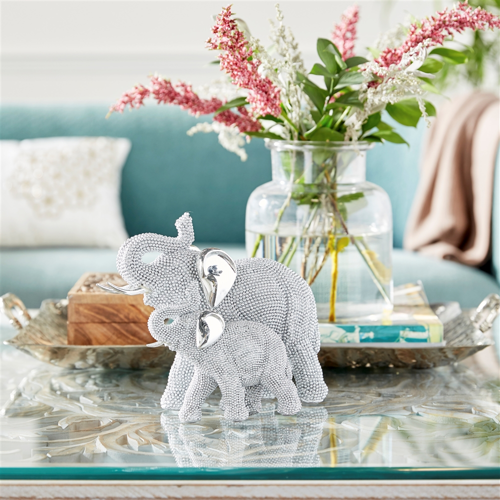 Grayson Lane 7-in X 9-in Glam Sculpture Silver Polystone Elephant 1 Grayson Lane 7-in X 9-in Glam Sculpture Silver Polystone Elephant