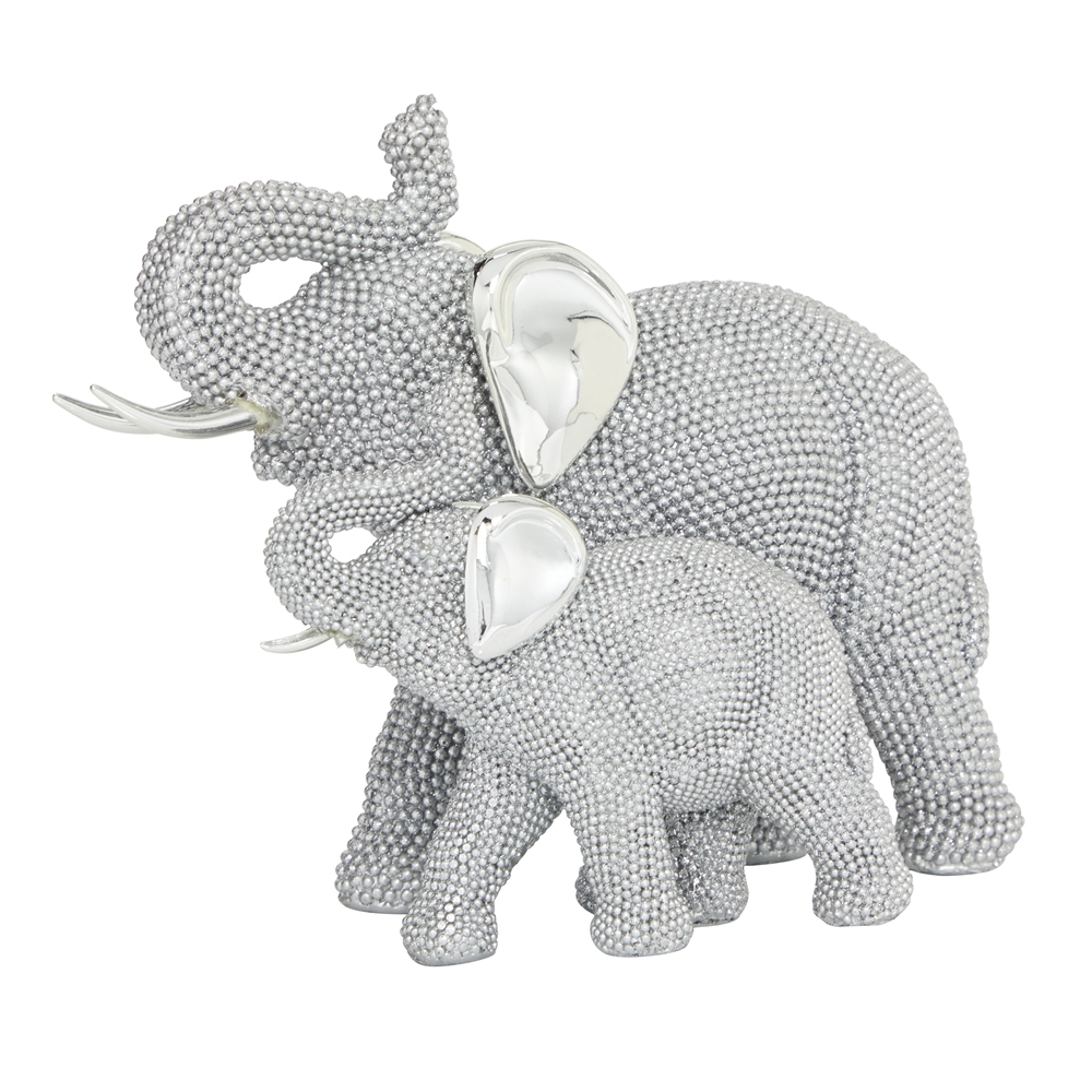 Grayson Lane 7-in X 9-in Glam Sculpture Silver Polystone Elephant 3 Grayson Lane 7-in X 9-in Glam Sculpture Silver Polystone Elephant - Image 3