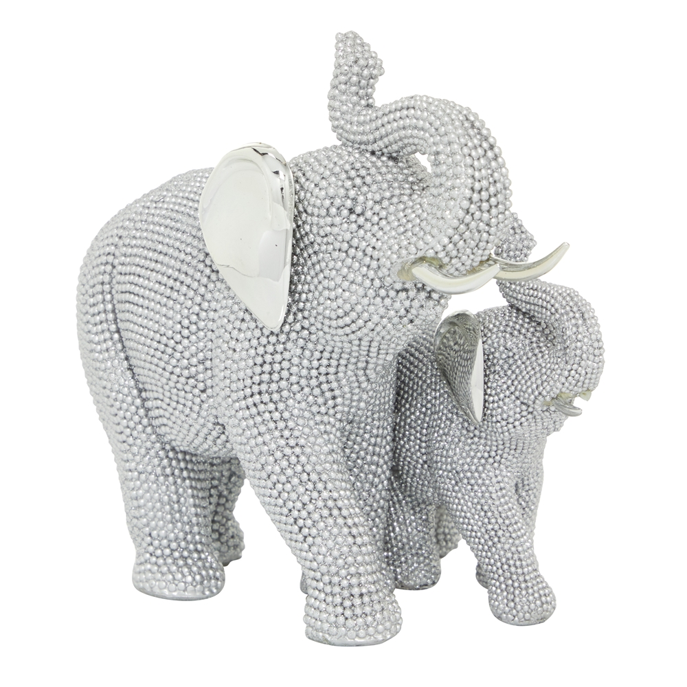 Grayson Lane 7-in X 9-in Glam Sculpture Silver Polystone Elephant 4 Grayson Lane 7-in X 9-in Glam Sculpture Silver Polystone Elephant - Image 4