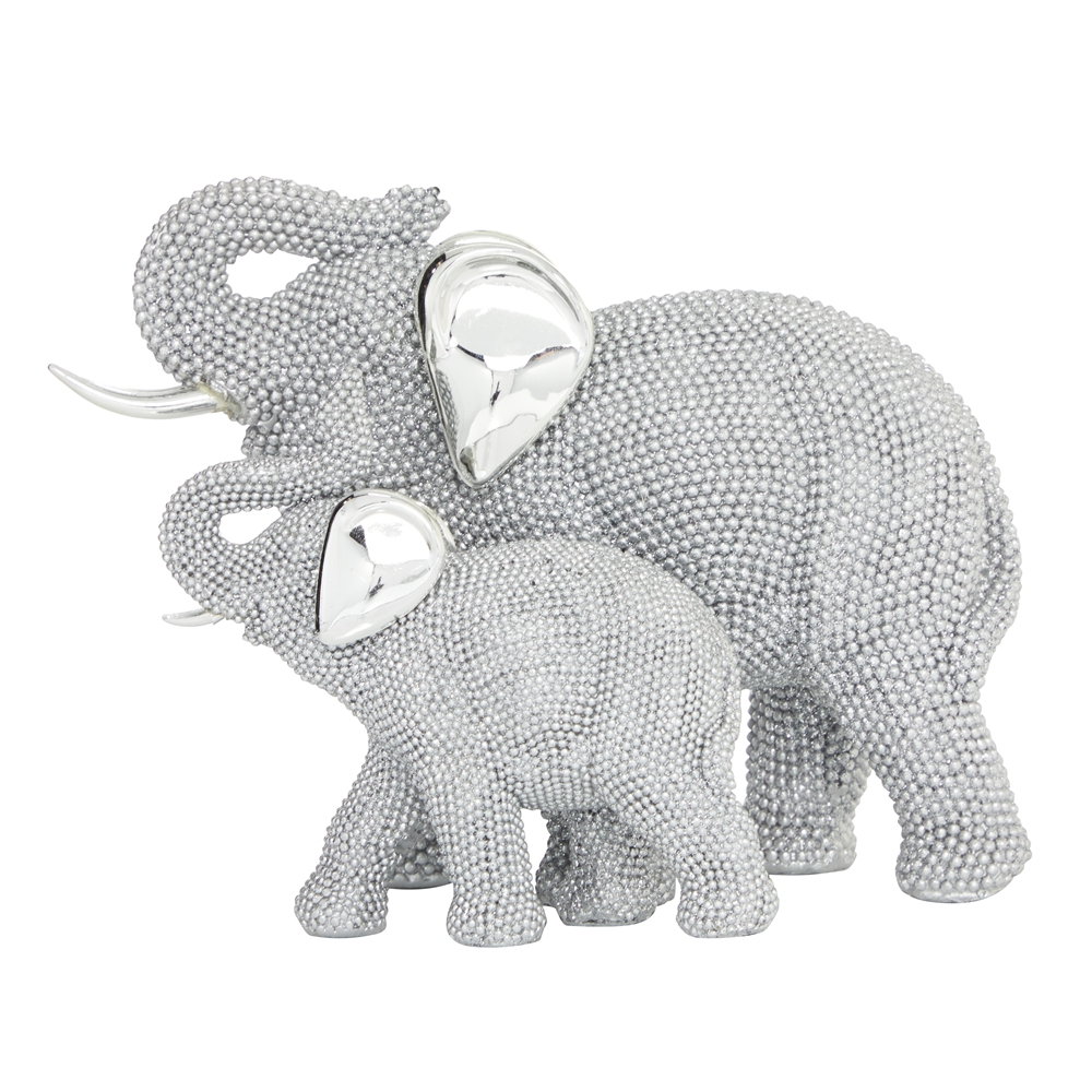 Grayson Lane 7-in X 9-in Glam Sculpture Silver Polystone Elephant 5 Grayson Lane 7-in X 9-in Glam Sculpture Silver Polystone Elephant - Image 5