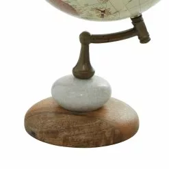 Grayson Lane 13-in X 8-in Contemporary Globe Cream Mango Wood And Marble