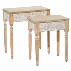 Grayson Lane 2-Piece Light Brown Fir Wood Accent Table Set