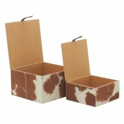 Grayson Lane Brown Leather Natural Box - Set Of 2 -GRAYSON LANE SHOP 330858797 AlternateImage5