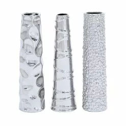 Grayson Lane 12-in X 3-in Glam Vase In Silver Ceramic - Set Of 3 -GRAYSON LANE SHOP 330858801 MainImage 001