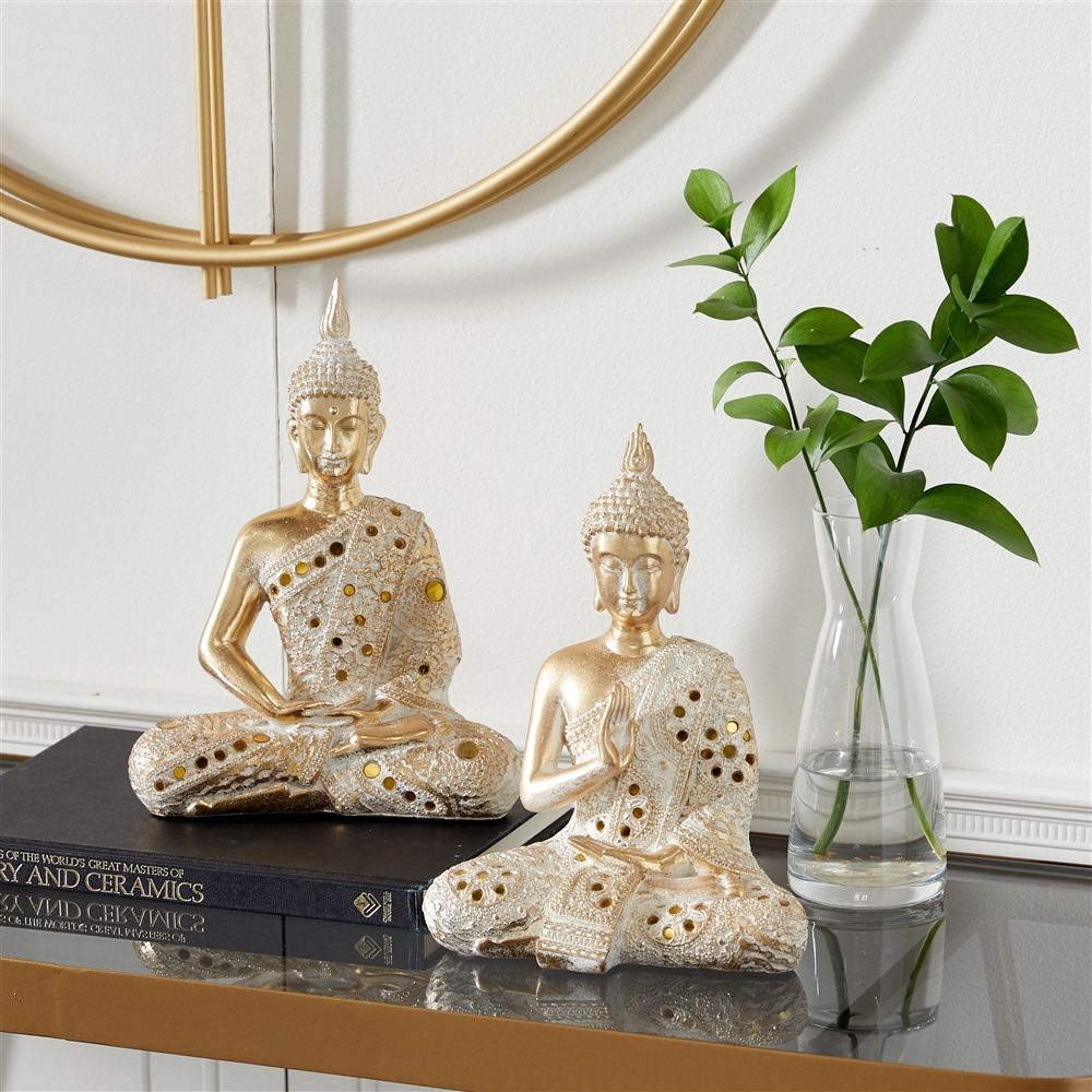 Grayson Lane Gold Glam Buddha Sculpture In Polystone - Set Of 2 4 Grayson Lane Gold Glam Buddha Sculpture In Polystone - Set Of 2 - Image 4