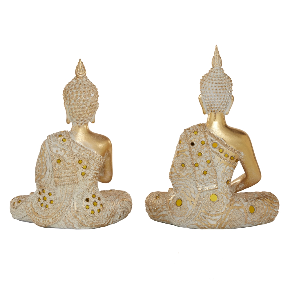 Grayson Lane Gold Glam Buddha Sculpture In Polystone - Set Of 2 1 Grayson Lane Gold Glam Buddha Sculpture In Polystone - Set Of 2