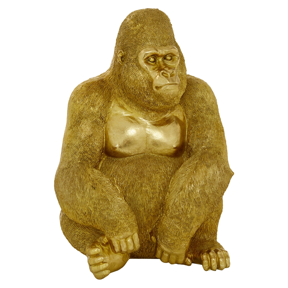 Grayson Lane 15-in X 11-in Traditional Sculpture Gold Polystone Gorilla 3 Grayson Lane 15-in X 11-in Traditional Sculpture Gold Polystone Gorilla - Image 3