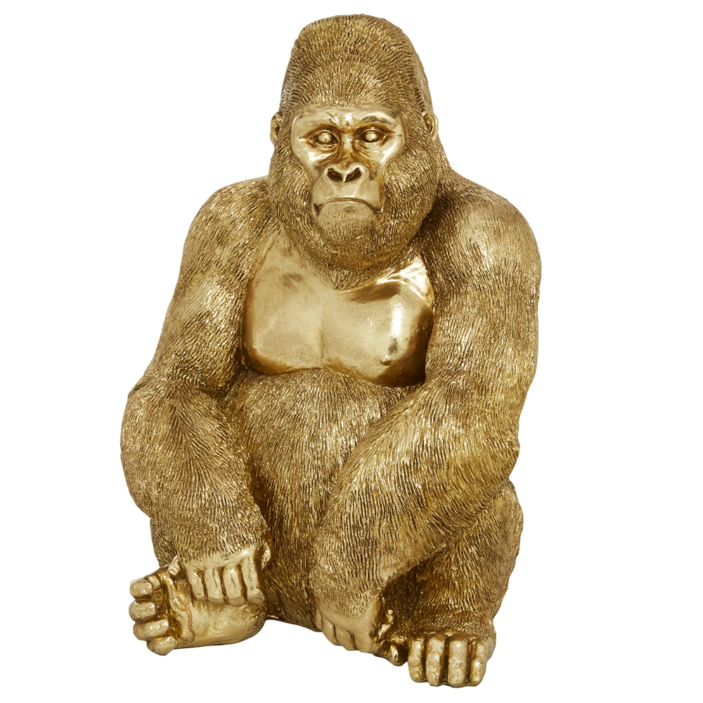 Grayson Lane 15-in X 11-in Traditional Sculpture Gold Polystone Gorilla 5 Grayson Lane 15-in X 11-in Traditional Sculpture Gold Polystone Gorilla - Image 5