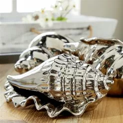 Grayson Lane Silver Coastal Shell Sculpture Ceramic - Set Of 3 -GRAYSON LANE SHOP 330858898 AlternateImage2