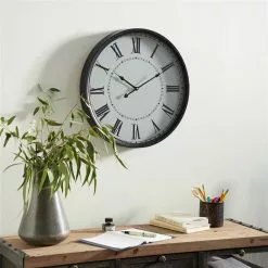 Grayson Lane White And Black Analogue Round Wall Standard Clock