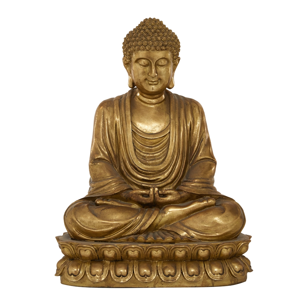 Grayson Lane 16-in X 12-in Glam Sculpture Gold Polystone Buddha 3 Grayson Lane 16-in X 12-in Glam Sculpture Gold Polystone Buddha - Image 3