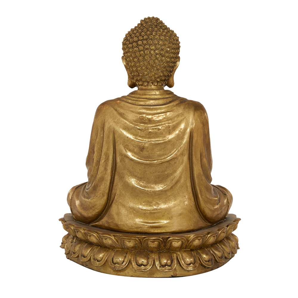 Grayson Lane 16-in X 12-in Glam Sculpture Gold Polystone Buddha 4 Grayson Lane 16-in X 12-in Glam Sculpture Gold Polystone Buddha - Image 4