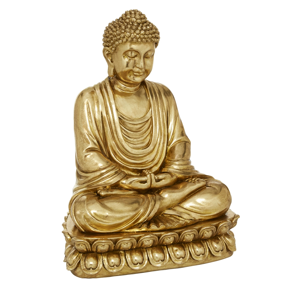 Grayson Lane 16-in X 12-in Glam Sculpture Gold Polystone Buddha 5 Grayson Lane 16-in X 12-in Glam Sculpture Gold Polystone Buddha - Image 5