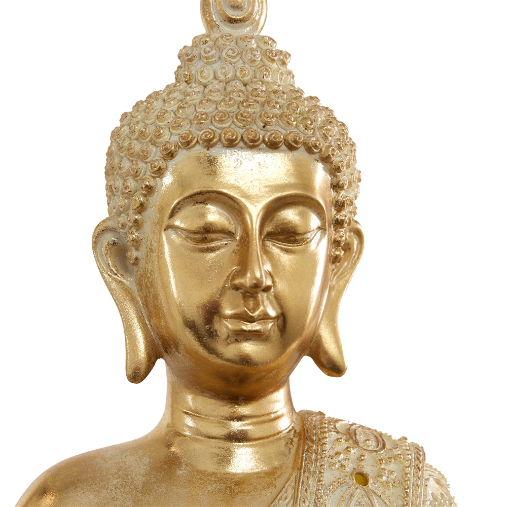 Grayson Lane 20-in X 14-in Glam Sculpture Gold Polystone Buddha 4 Grayson Lane 20-in X 14-in Glam Sculpture Gold Polystone Buddha - Image 4