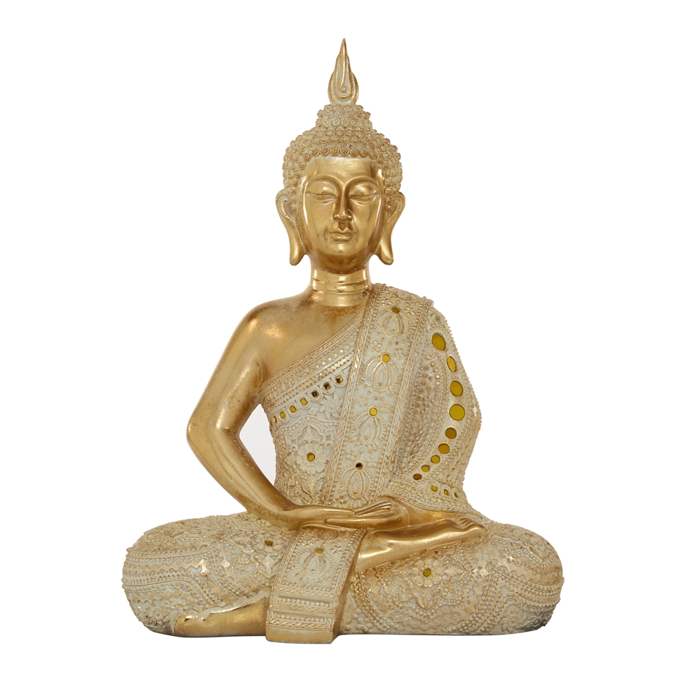 Grayson Lane 20-in X 14-in Glam Sculpture Gold Polystone Buddha 3 Grayson Lane 20-in X 14-in Glam Sculpture Gold Polystone Buddha - Image 3